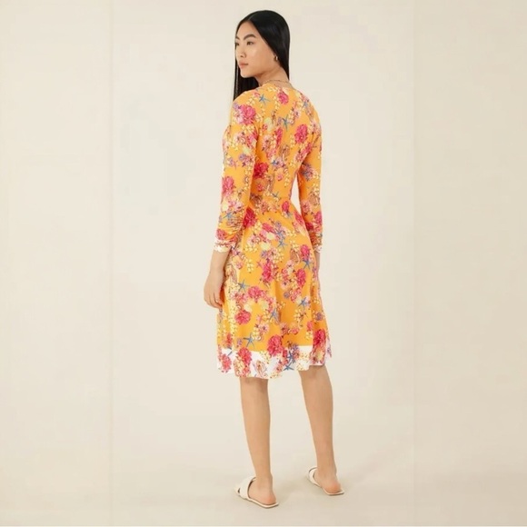 Nwt Hale Bob Yetty Orange Floral Dress - Picture 2 of 10
